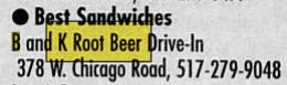 Shorts Drive-In (B&K Root Beer, Allens Root Beer, B-K Root Beer, BK Root Beer) - Jan 1997 Ad